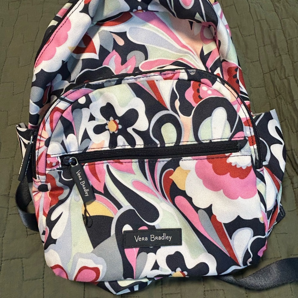 Vera Bradley Pink and Black Backpack with Artistic Print
